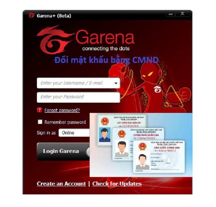 Cách thay đổi mật khẩu Garena không cần số điện thoại với CMND