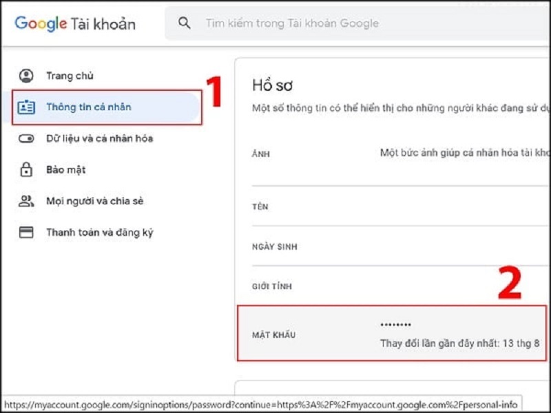 Cách đổi mật khẩu gmail trên máy tính, laptop