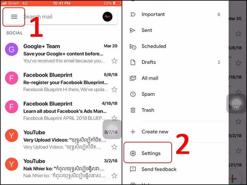 Doi pass gmail trên hệ thống iOS