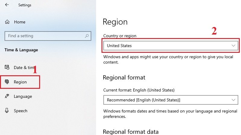 Cài đặt vùng khu vực trong Windows 10 - chọn Vietnam Cài đặt vùng khu vực trong Windows 10 - chọn Vietnam