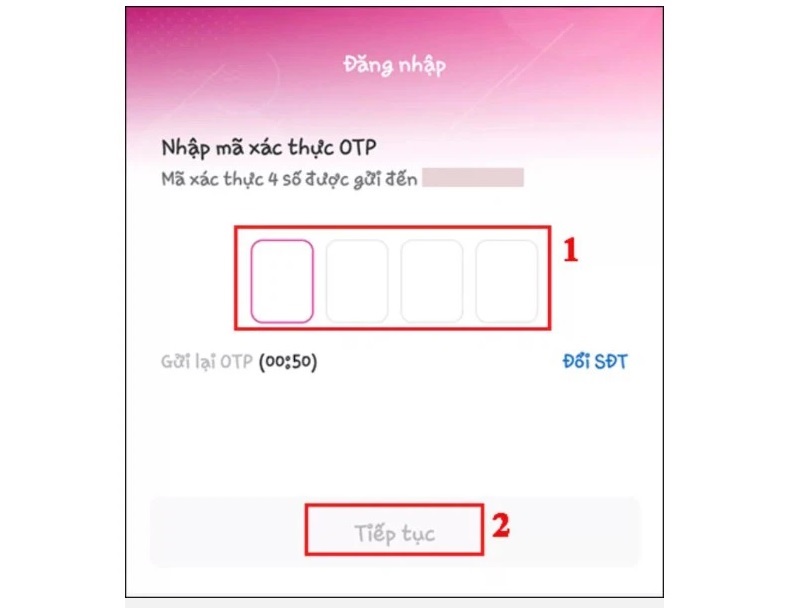 Nhấn nút Tiếp tục