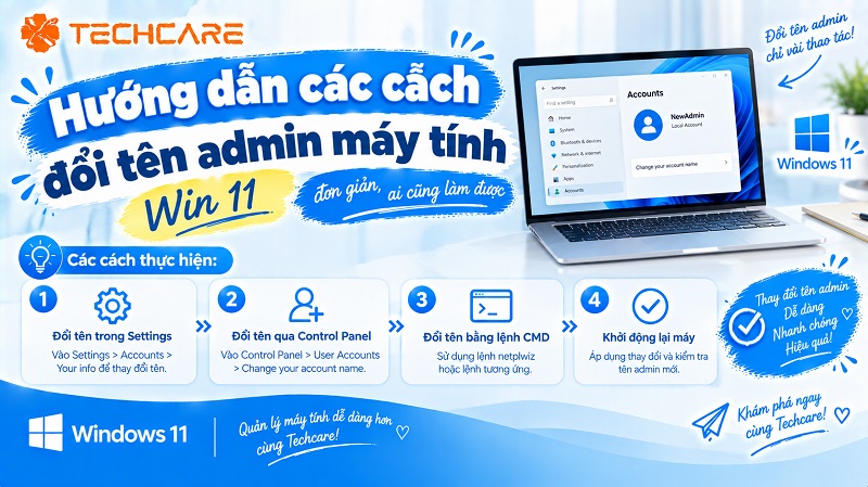 Hướng dẫn các cách đổi tên admin máy tính Win 11 đơn giản, ai cũng làm được
