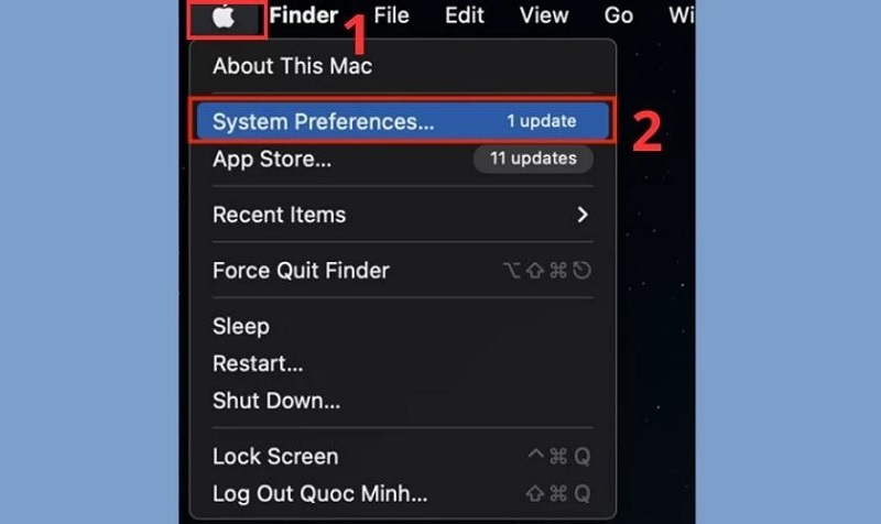 Chọn vào mục System Preferences...