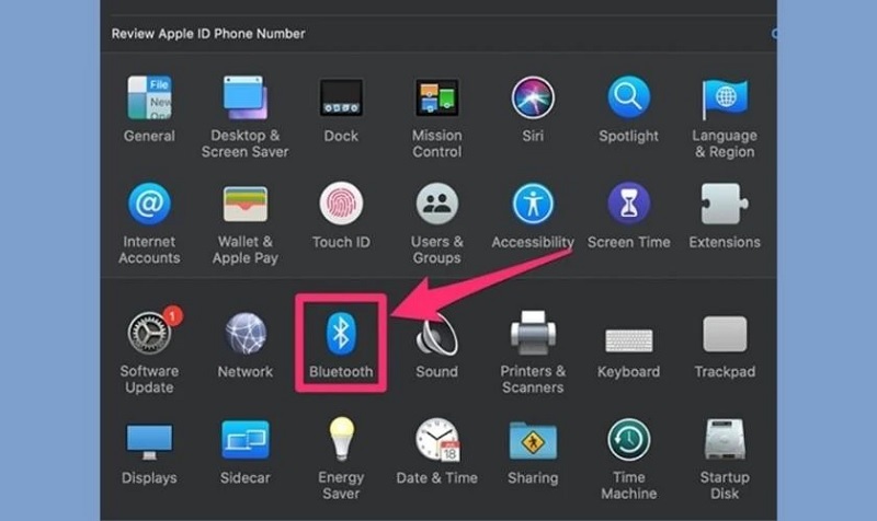 Chọn vào Bluetooth