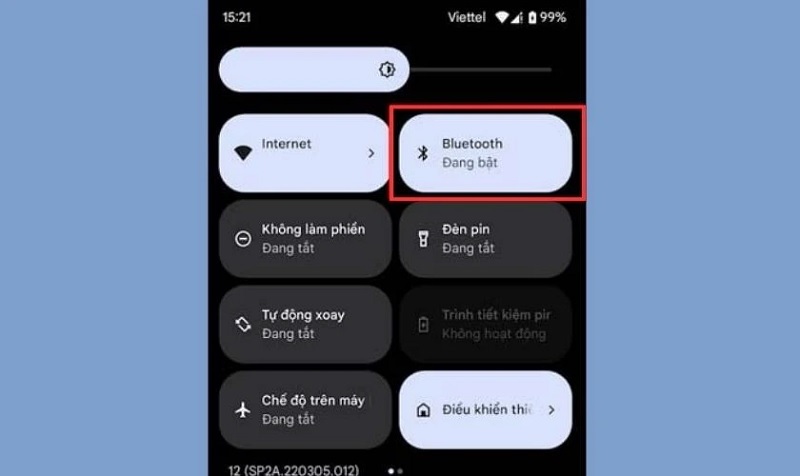 Nhấn giữ vào biểu tượng Bluetooth