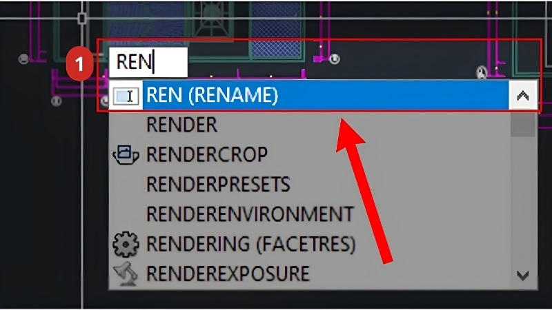 Gõ lệnh REN trên thanh lệnh AutoCAD để mở hộp thoại Rename
