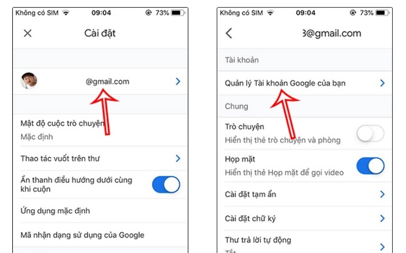 Chọn “Quản lý tài khoản Google của bạn”