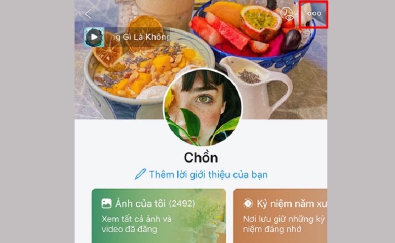 Chọn vào biểu tượng dấu 3 chấm
