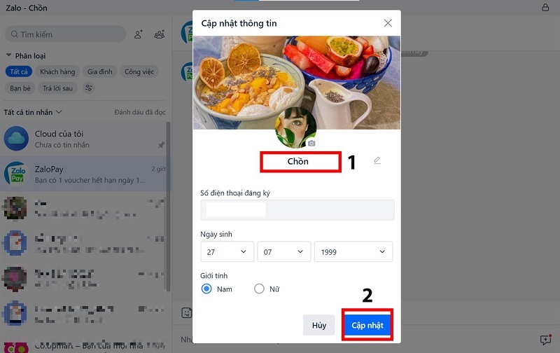 Nhấn nút Cập nhật