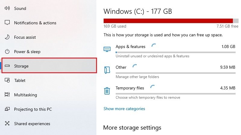 Bật Storage Sense để tự động dọn dẹp ổ C Windows 10 11 bước 3