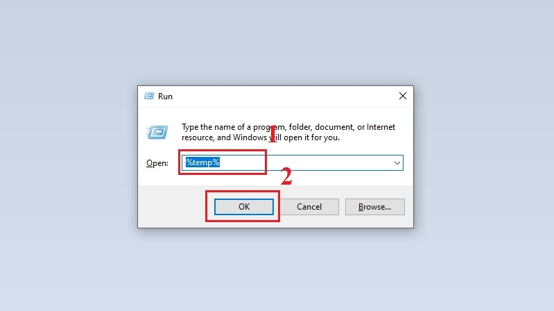 Xóa file tạm bằng lệnh %temp% để dọn ổ C nhanh chóng bước 1