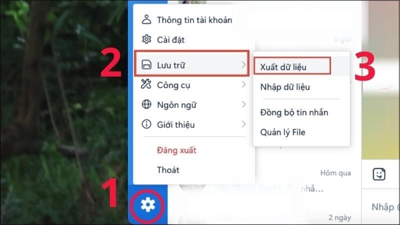 Chọn Xuất dữ liệu