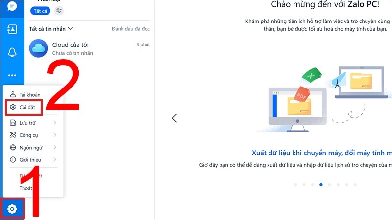 Chọn mục Cài đặt
