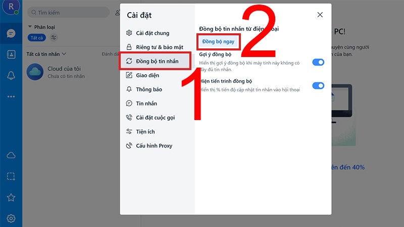 Chọn Đồng bộ ngay