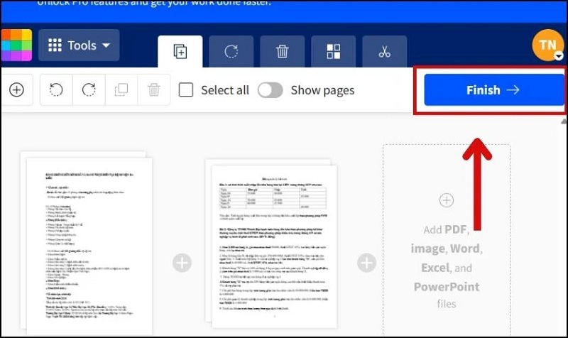 Nhấn vào nút FINISH