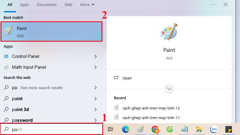 Mở ứng dụng Paint Mở ứng dụng Paint