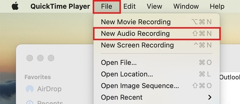 Nhấn vào tùy chọn New Audio Recording
