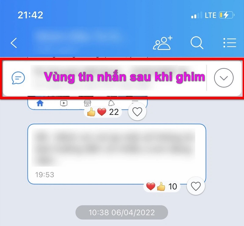 Tin nhắn bạn vừa ghim sẽ hiển thị ở vị trí đầu trang của nhóm chat