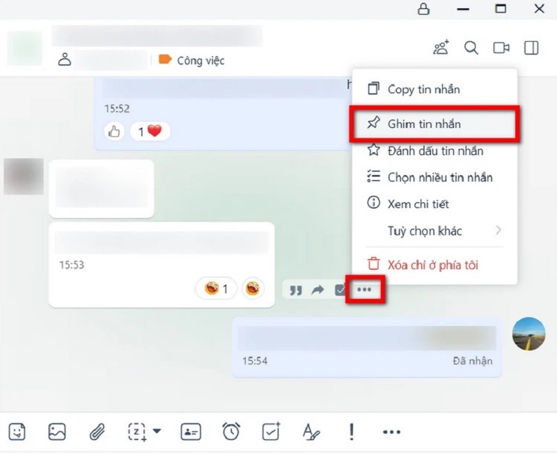 Chọn Ghim tin nhắn