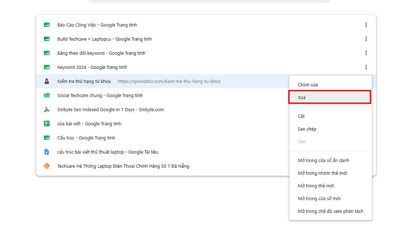 Bỏ ghim trang web khỏi thanh Dấu trang