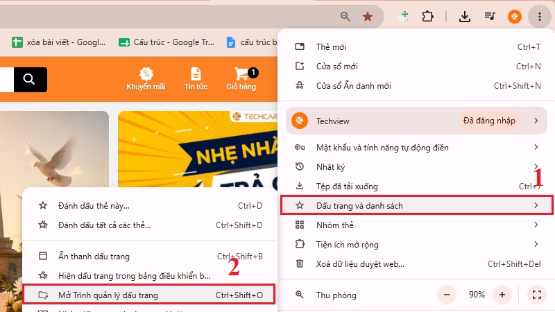 Trình quản lý dấu trang trong Google Chrome