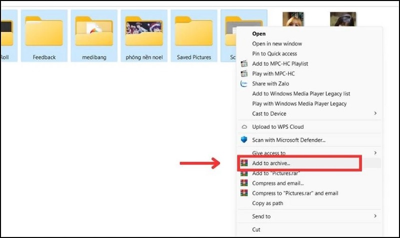 Nhấn vào tùy chọn Add to archive