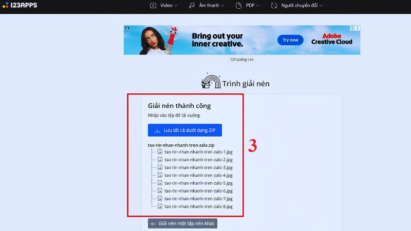 Cách giải nén file RAR trên Mac online, không cần cài đặt bước 3