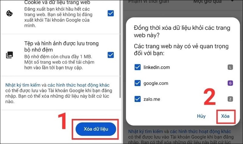 Nhấn nút Xóa