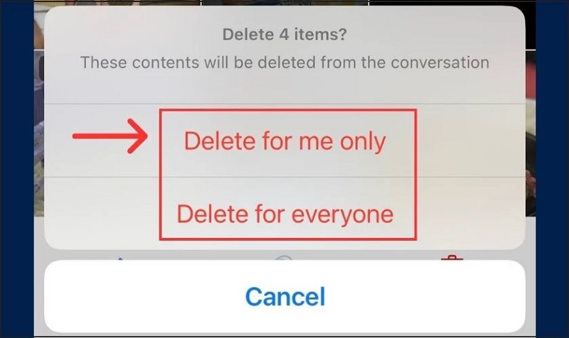 Chọn vào mục Delete for everyone