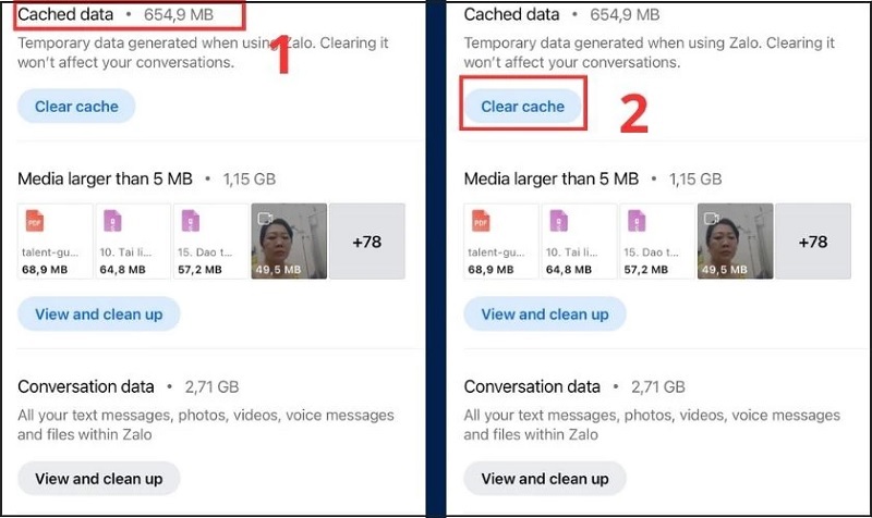 Chọn vào nút Clear cache