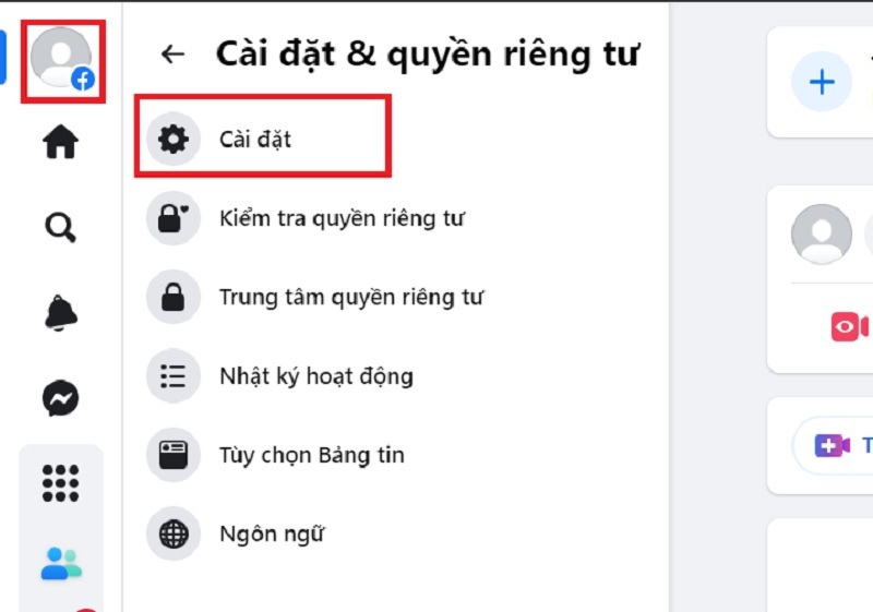 Chọn Cài đặt