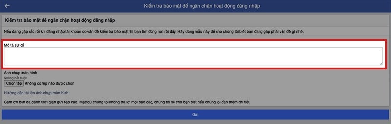 Mô tả về vấn đề mà tài khoản của bạn đang gặp phải