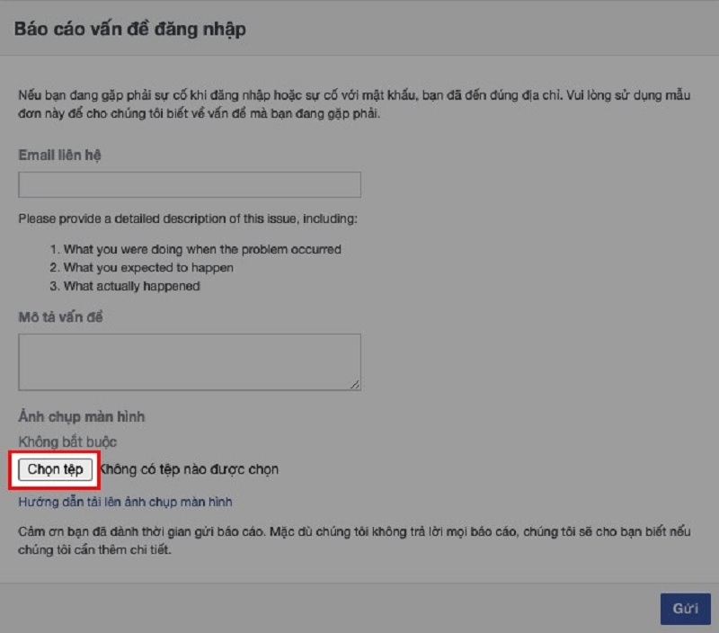 Nhấn vào nút Chọn tệp