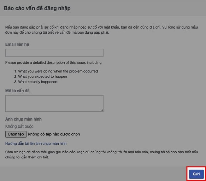Nhấn vào nút Gửi