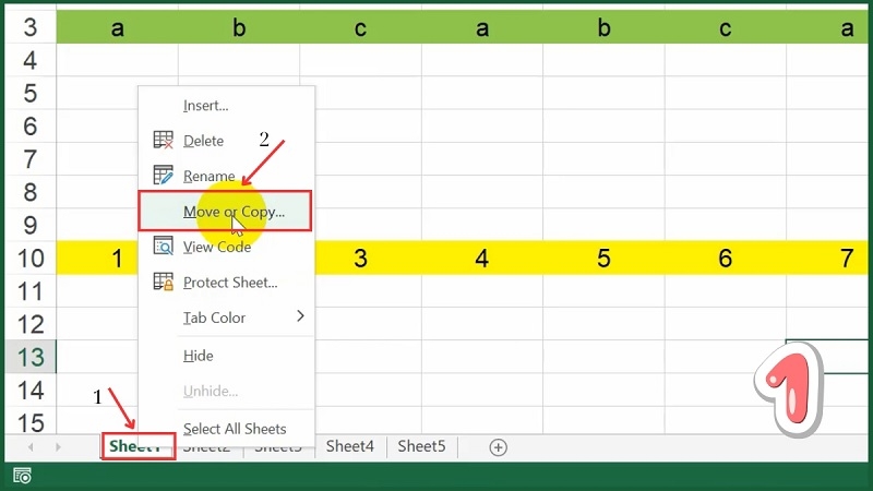 Nhấn chuột phải vào sheet và chọn Move or Copy trong Excel Nhấn chuột phải vào sheet và chọn Move or Copy trong Excel