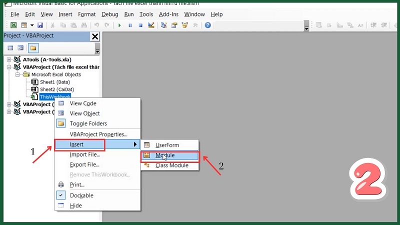 Cách tách tất cả sheet thành nhiều file cùng lúc bước 2 Cách tách tất cả sheet thành nhiều file cùng lúc bước 2