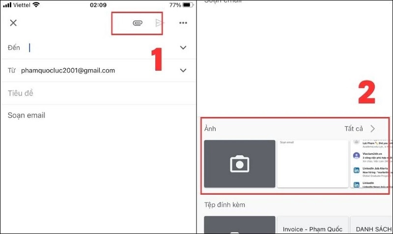 Nhấp vào biểu tượng liên kết
