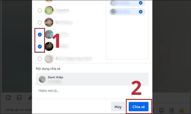 Nhấn nút Chia sẻ