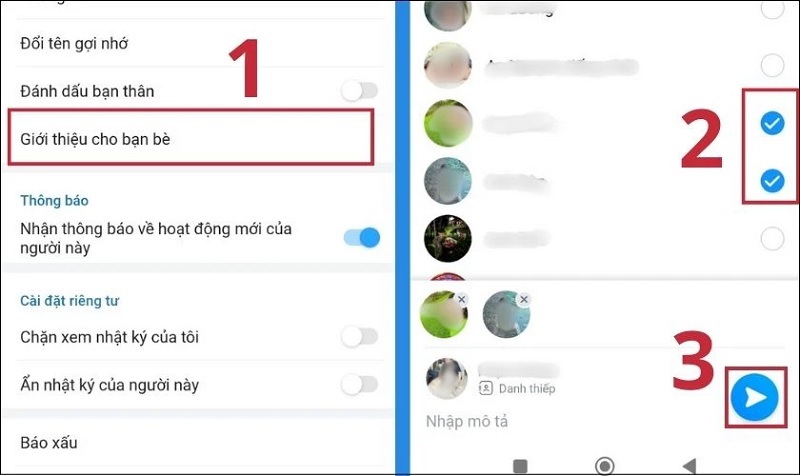 Nhấn vào biểu tượng mũi tên Gửi