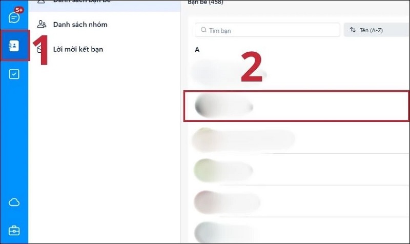 Chọn vào biểu tượng Danh bạ