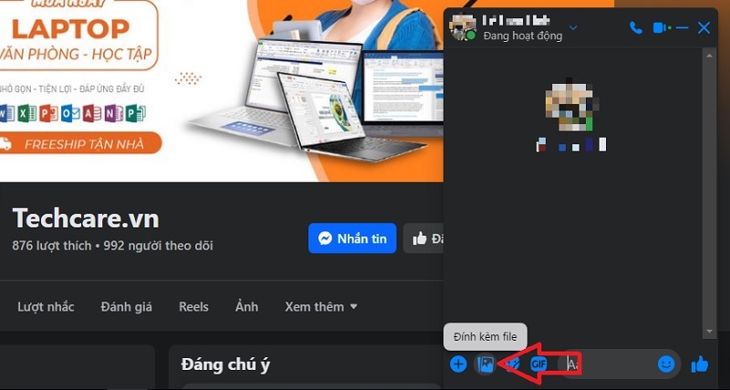 Nhấn vào biểu tượng bộ sưu tập Đính kèm file