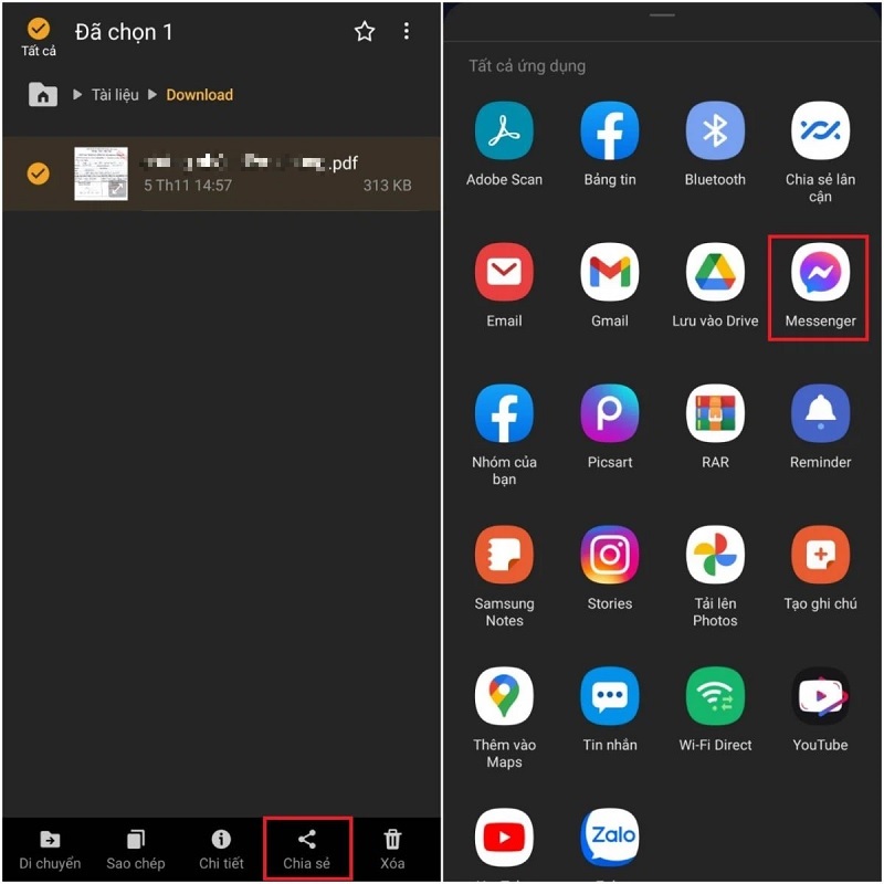 Chọn ứng dụng Messenger