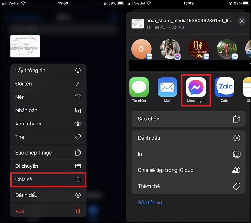 Chọn ứng dụng Messenger