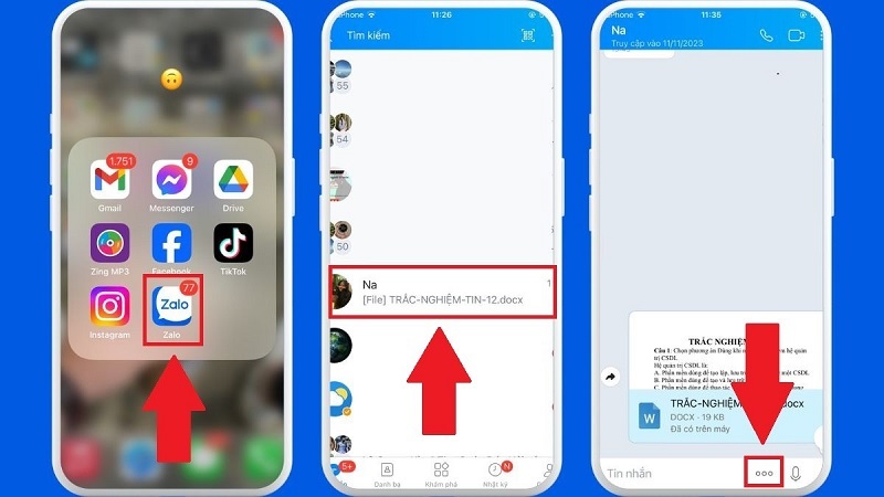 Nhấn vào biểu tượng dấu 3 chấm