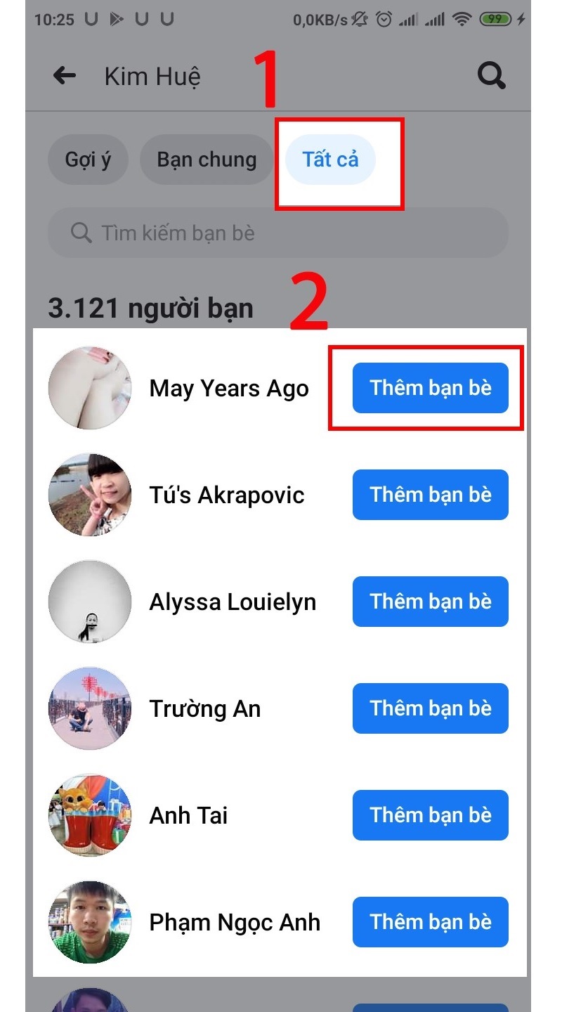 Chọn vào nút Thêm bạn bè