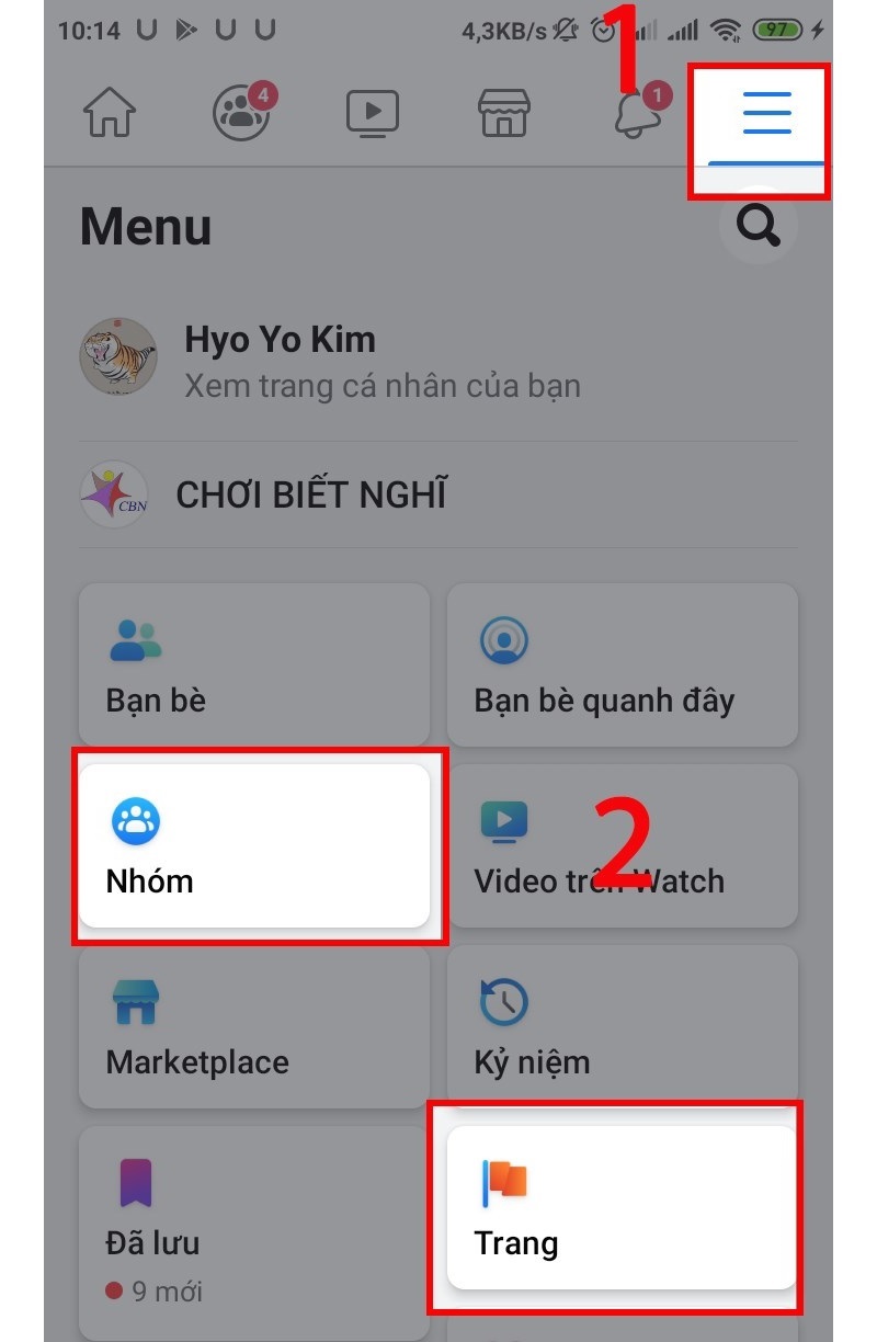Chọn vào nhóm hoặc trang bạn muốn vào để tìm kiếm và gửi lời mời kết bạn