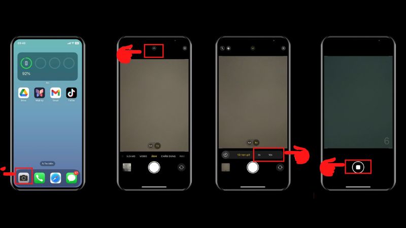 Cách hẹn giờ chụp ảnh trên iPhone bằng Camera mặc định