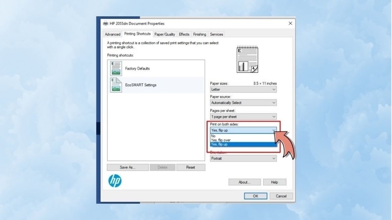 Cửa sổ Print với nút Printer Properties được khoanh đỏ