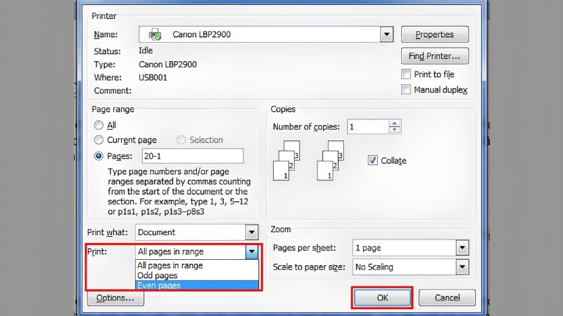 Chọn vào Even Pages Chọn vào Even Pages