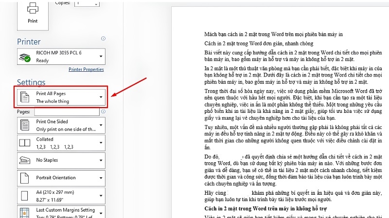 Nhấn chuôt vào mục Print All Pages Nhấn chuôt vào mục Print All Pages